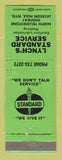 Matchbook Cover - Standard oil gas Lynch's Jackson Hole WY GREEN WORN