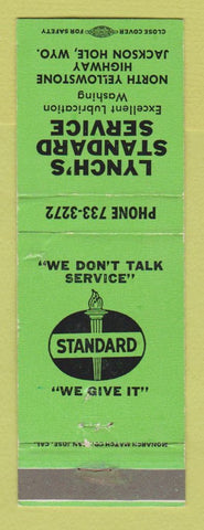 Matchbook Cover - Standard oil gas Lynch's Jackson Hole WY GREEN WORN