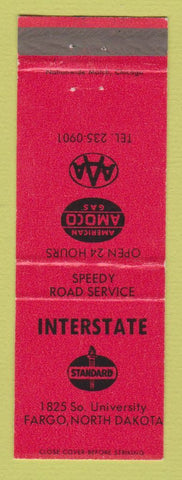 Matchbook Cover - Standard oil gas Interstate Fargo ND Amoco RED