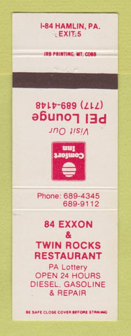 Matchbook Cover - Exxon oil gas Twin Rocks Restaurant Hamlin PA