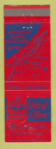 Matchbook Cover - Standard oil gas Littrel and Sons LeClaire IA
