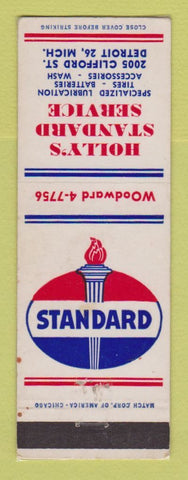 Matchbook Cover - Standard oil gas Holly's Detroit MI LAMINATED