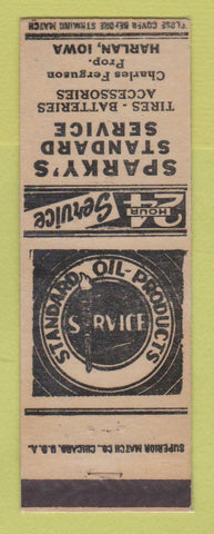 Matchbook Cover - Standard oil gas Sparky's Harlan IA LAMINATED