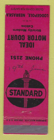 Matchbook Cover - Standard oil gas Ideal Lodgepole NE WRITING LAMINATED