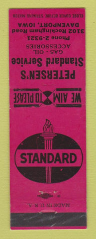 Matchbook Cover - Standard oil gas Petersen's Davenport IA LAMINATED