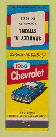 Matchbook Cover - 1958 Chevrolet Stanley Strohl Fogelsville PA