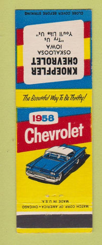 Matchbook Cover - 1958 Chevrolet Knoepfler Oskaloosa IA