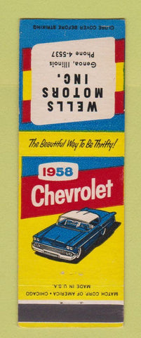 Matchbook Cover - 1958 Chevrolet Wells Genoa IL