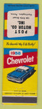 Matchbook Cover - 1958 Chevrolet Post Motors Huntingdon PA
