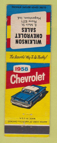 Matchbook Cover - 1958 Chevrolet Wilkinson Hagerstown IN