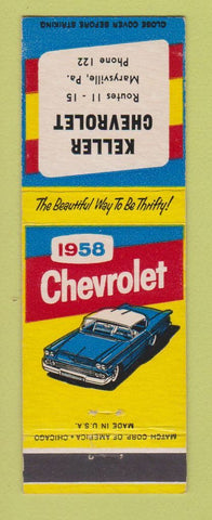 Matchbook Cover - 1958 Chevrolet Keller Marysville PA