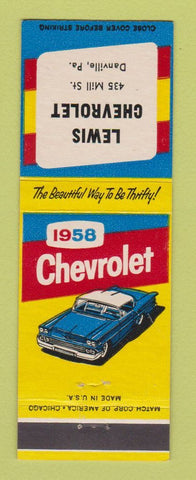 Matchbook Cover - 1958 Chevrolet Lewis Danville PA