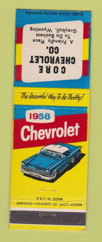 Matchbook Cover - 1958 Chevrolet Core Greybull WY