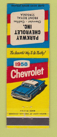Matchbook Cover - 1958 Chevrolet Parkway Front Royal VA