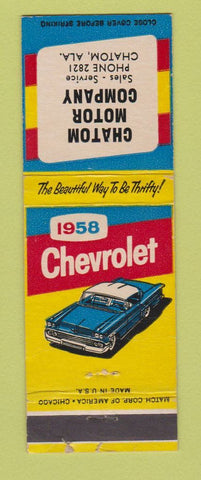 Matchbook Cover - 1958 Chevrolet Chatom AL WORN