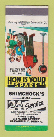 Matchbook Cover - Gulf oil gas Shimchock's Clearfield PA