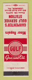 Matchbook Cover - Gulf oil gas Carpenter's Lebanon PA LAMINATED