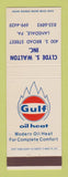 Matchbook Cover - Gulf oil gas Clyde Walton Lansdale PA
