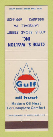 Matchbook Cover - Gulf oil gas Clyde Walton Lansdale PA