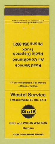 Matchbook Cover - Gulf oil gas Westel TN