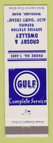 Matchbook Cover - Gulf oil gas Crosby & Dwelley Woodland ME