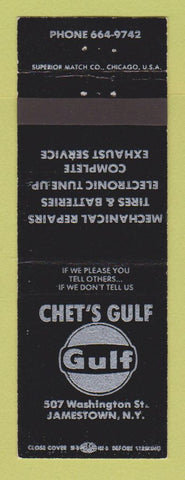 Matchbook Cover - Gulf oil gas Chet's Jamestown NY