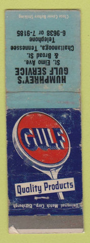 Matchbook Cover - Gulf oil gas Humphrey's Chattanooga TN WORN #1 LAMINATED