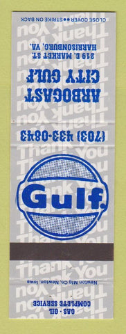 Matchbook Cover - Gulf oil gas Arbogast City Harrisonburg VA