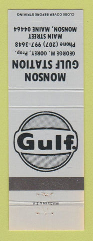Matchbook Cover - Gulf oil gas Monson ME LIGHT BLUE