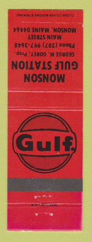 Matchbook Cover - Gulf oil gas Monson ME RED