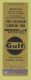 Matchbook Cover - Gulf oil gas Noel Ireland's Lexington KY GOLD WEAR