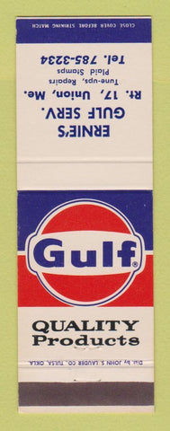 Matchbook Cover - Gulf oil gas Ernie's Union ME