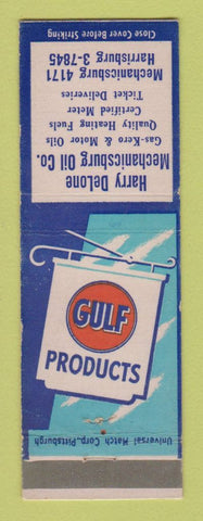 Matchbook Cover - Gulf oil gas Harry DeLone Mechanicsburg PA LAMINATED