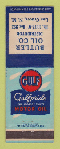 Matchbook Cover - Gulf oil gas Butler Las Cruces NM LAMINATED