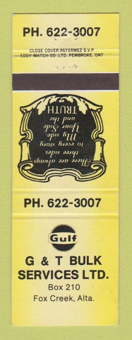 Matchbook Cover - Gulf oil gas G&T Fox Creek AB