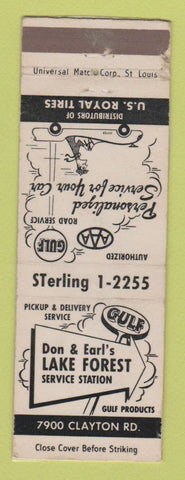 Matchbook Cover - Gulf oil gas Don & Earl's St Louis? MO? LAMINATED