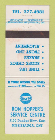 Matchbook Cover - Gulf oil gas Ron Hopper's Mississauga ON WEAR