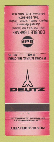 Matchbook Cover - Gulf oil gas Double T Garage Millbank ON RED WEAR