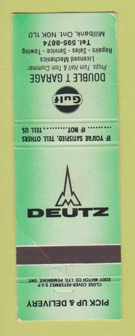 Matchbook Cover - Gulf oil gas Double T Garage Millbank ON GREEN WEAR