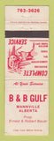 Matchbook Cover - Gulf oil gas B&B Mannville AB WEAR
