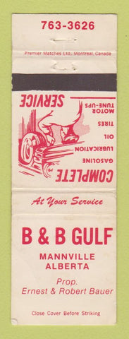 Matchbook Cover - Gulf oil gas B&B Mannville AB WEAR