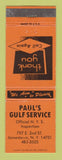 Matchbook Cover - Gulf oil gas Paul's Jamestown NY ORANGE