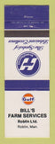 Matchbook Cover - Gulf oil gas Bill's Farm Services Roblin MB