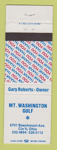 Matchbook Cover - Gulf oil gas Mount Washington Cincinnati OH