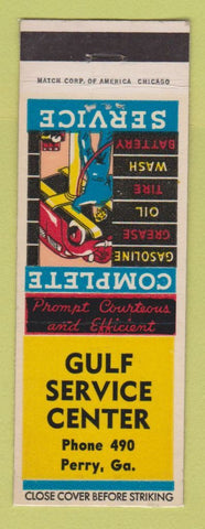 Matchbook Cover - Gulf oil gas Perry GA LAMINATED