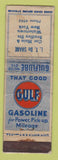 Matchbook Cover - Gulf oil gas LT De Shane Watertown NY WORN LAMINATED