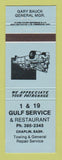 Matchbook Cover - Gulf oil gas 1 & 19 Service Chaplin SK LIGHT BLUE