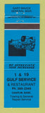 Matchbook Cover - Gulf oil gas 1 & 19 Service Chaplin SK BLUE