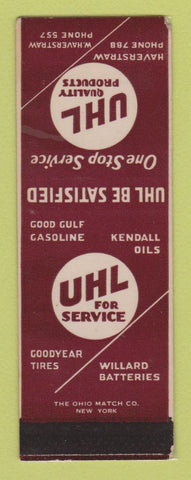 Matchbook Cover - Gulf oil gas Uhl Haverstraw NY WEAR LAMINATED