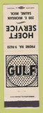 Matchbook Cover - Gulf oil gas Hoeft Saline MI